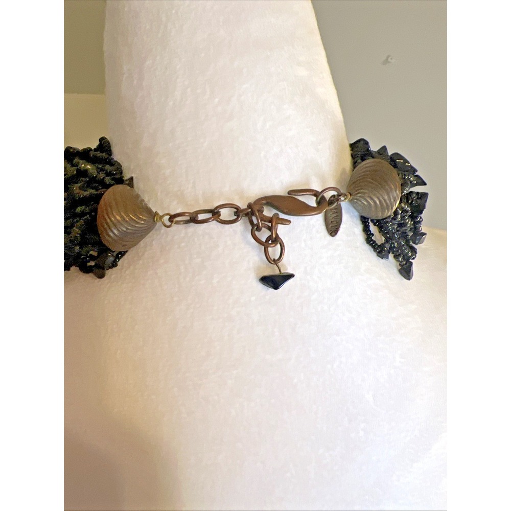Manouk Statement Beaded Choker Necklace Black - Picture 4 of 5